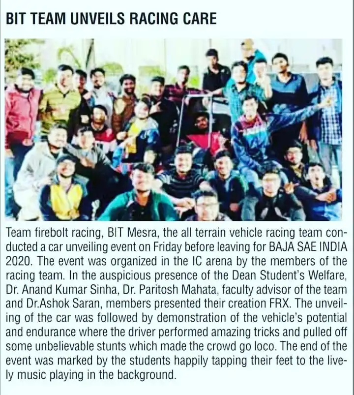 BIT Mesra unveils racing car